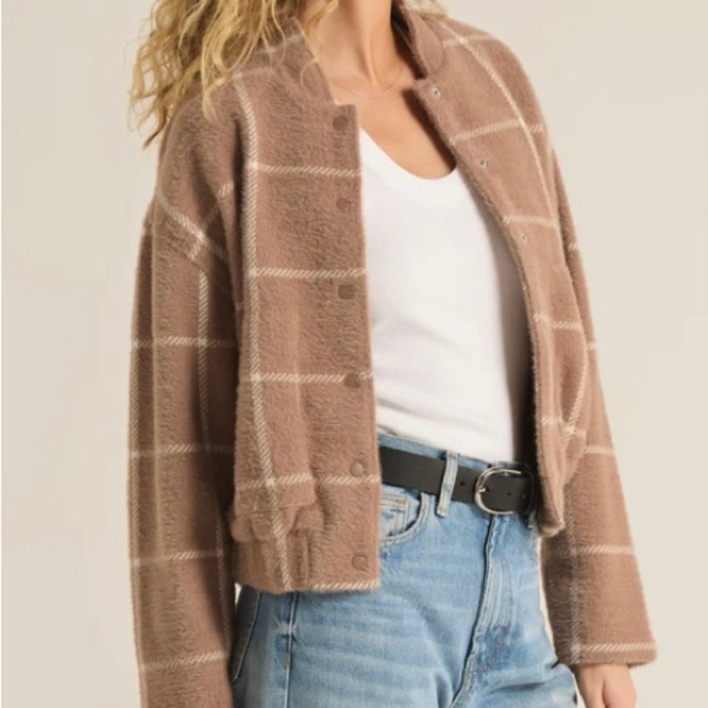 Z Supply Lex Plaid Bomber Jacket - Medium - Picture 3 of 3